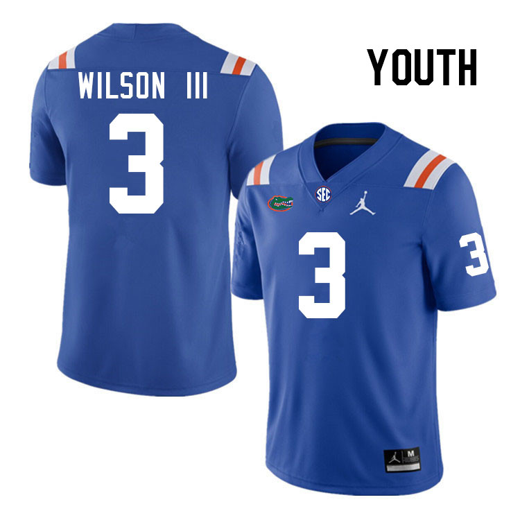 Youth #3 Eugene Wilson III Florida Gators College Football Jerseys Stitched-Throwback